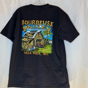Harley-Davidson Black Tee with Yellow & Blue Route 66 Graphic